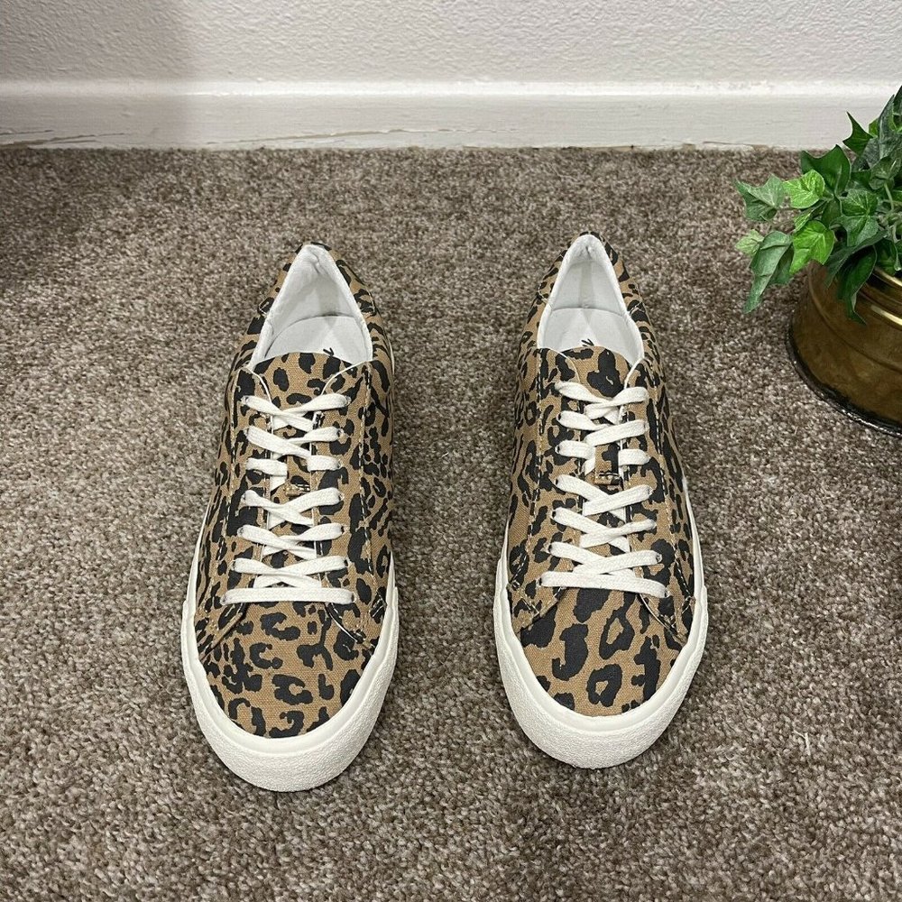 MADEWELL Women’s Size 8 Sidewalk Low-Top Sneakers Leopard Print Recycled Canvas - Picture 1 of 8
